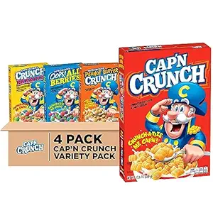 Quaker Cap'n Crunch Breakfast Cereal, 4 Flavor Variety Pack